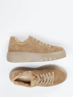 Damen Gabor – Plateau-Sneaker aus Lammleder sandbeige