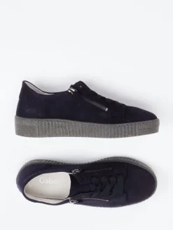 – Plateau-Sneaker aus Veloursleder Dunkel*Gabor New