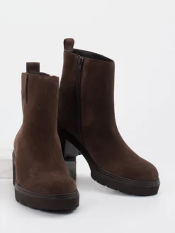 Damen Gabor – Plateau-Stiefelette aus Veloursleder Dunkel