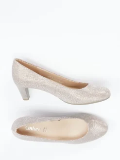 Damen Gabor – Pumps aus Metallicleder in Champagner