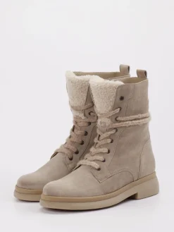 Damen Gabor – Schnürboots aus Veloursleder in Taupe