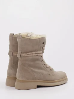 Damen Gabor – Schnürboots aus Veloursleder in Taupe