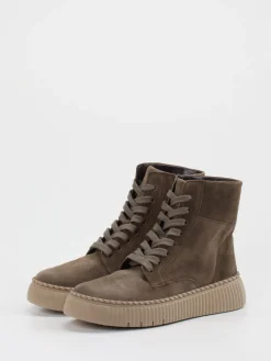 Damen Gabor – Schnürboots aus Veloursleder in Taupe