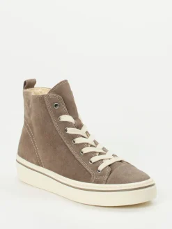 Damen Gabor – Schnürstiefelette aus Veloursleder taupe