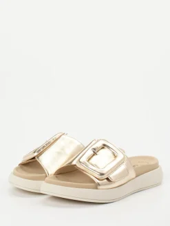 Damen Gabor – Slide-Pantolette aus Metallicleder farben