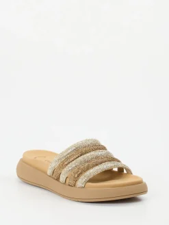 – Slides aus Metallicleder in beige*Gabor