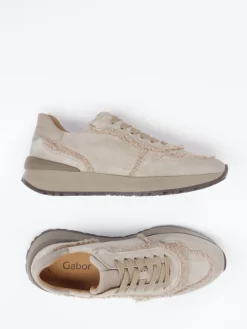 – Sneaker aus Veloursleder in Beigegrau*Gabor Online