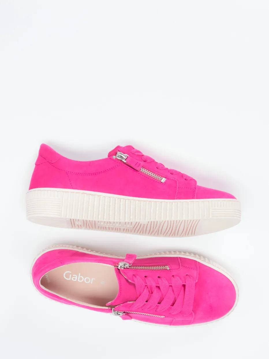 Damen Gabor – Sneaker aus Veloursleder in Fuchsia