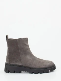 – Stiefelette aus Veloursleder in Stein*Gabor