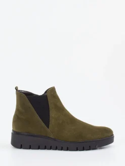 Damen Gabor Comfort – Chelsea Boots aus Veloursleder oliv