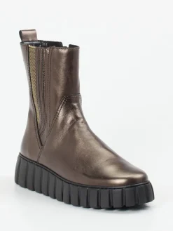 Damen Gabor Comfort – Chelsea Boots aus Metallicleder bronze