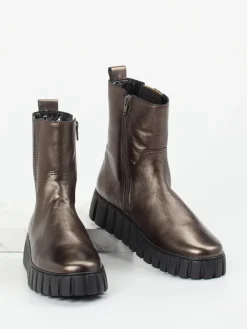 Damen Gabor Comfort – Chelsea Boots aus Metallicleder bronze