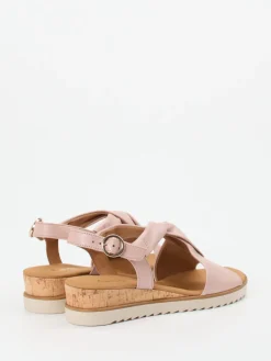 Damen Gabor Comfort – Keilsandaletten aus Metallicleder altrosa