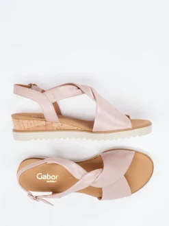 Damen Gabor Comfort – Keilsandaletten aus Metallicleder altrosa