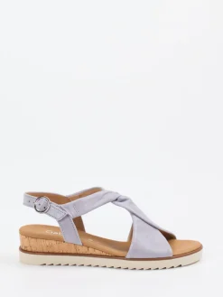 Damen Gabor Comfort – Keilsandaletten aus Metallicleder Lavendelgrau