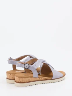 Damen Gabor Comfort – Keilsandaletten aus Metallicleder Lavendelgrau