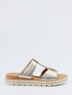 Damen Gabor Comfort – Komfort-Pantolette aus Metallicleder Champagner