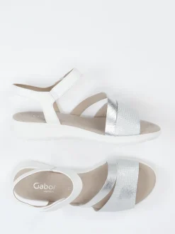 Damen Gabor Comfort – Komfort-Sandale aus Metallicleder silber