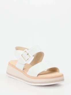 Damen Gabor Comfort – Plateau-Sandale aus Flechtleder Offwhite