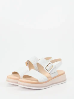 Damen Gabor Comfort – Plateau-Sandale aus Flechtleder Offwhite