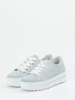 Damen Gabor Comfort – Plateau-Sneaker aus Veloursleder hell