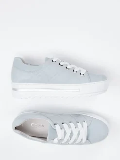 Damen Gabor Comfort – Plateau-Sneaker aus Veloursleder hell