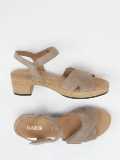 Damen Gabor Comfort – Sandale aus Veloursleder in Taupe