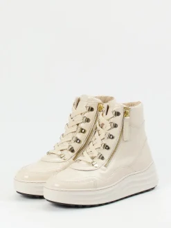 Damen Gabor Comfort – Schnürboots aus Lackleder cremeweiß