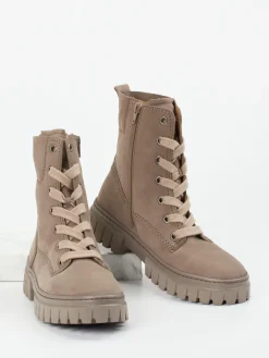 Damen Gabor Comfort – Schnürstiefelette aus Nubukleder Taupe