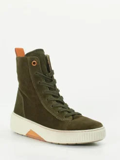 Damen Gabor Comfort – Schnürstiefelette aus Veloursleder Oliv