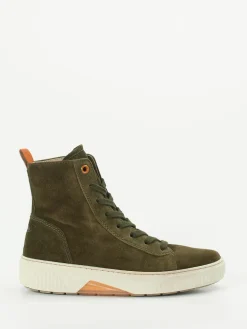 Damen Gabor Comfort – Schnürstiefelette aus Veloursleder Oliv