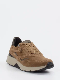 Damen Gabor Comfort – Sneaker aus Veloursleder cognacfarben