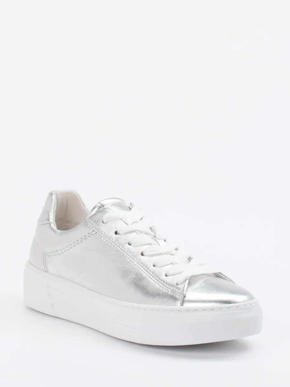 Damen Gabor Comfort – Sneaker aus Metallicleder silberfarben