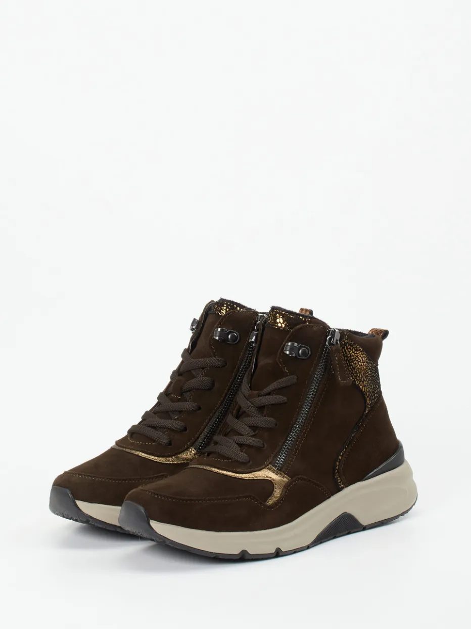 Damen Gabor Comfort – Sneakerboots aus Veloursleder Dunkel