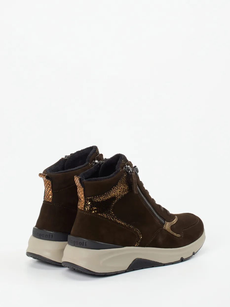 Damen Gabor Comfort – Sneakerboots aus Veloursleder Dunkel