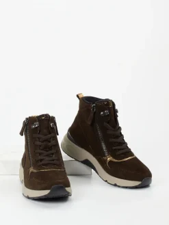 Damen Gabor Comfort – Sneakerboots aus Veloursleder Dunkel