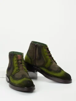 Herren Galizio Torresi – Brogue-Boots aus Veloursleder oliv