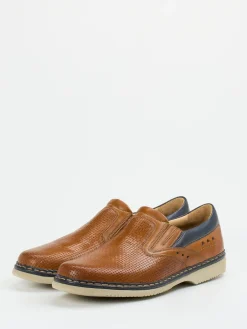 Herren Galizio Torresi – Slipper aus geprägtem Leder cognac