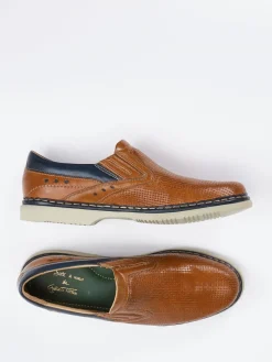 Herren Galizio Torresi – Slipper aus geprägtem Leder cognac