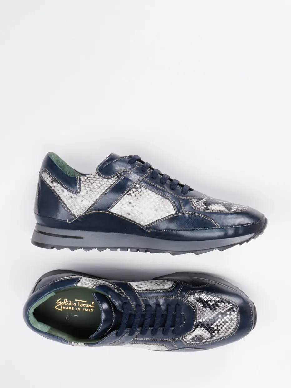 Herren Galizio Torresi – Sneaker aus geprägtem Leder dunkelblau