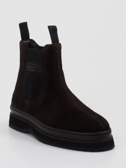 Herren Gant – Chelsea Boots aus Veloursleder dunkel