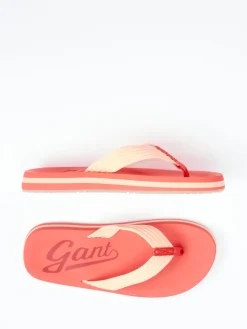 Damen Gant – Zehentrenner aus Textil in Korallrot