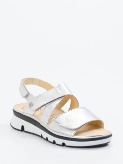 – Klettsandalen aus Metallicleder silberfarben*Ganter Online