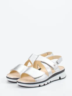 – Klettsandalen aus Metallicleder silberfarben*Ganter Online