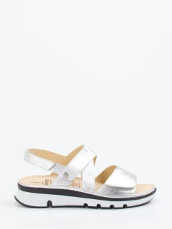 – Klettsandalen aus Metallicleder silberfarben*Ganter Online