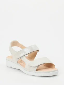 Damen Ganter – Komfortsandale aus Veloursleder Perlmuttweiß