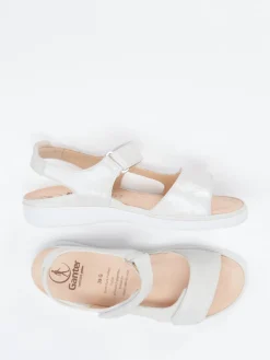 Damen Ganter – Komfortsandale aus Veloursleder Perlmuttweiß