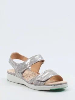 Damen Ganter – Komfortsandalen aus geprägtem Leder silberfarben