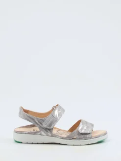 Damen Ganter – Komfortsandalen aus geprägtem Leder silberfarben