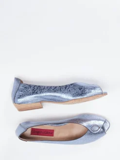 Damen Ginger u0026 Glove Ginger & Glove – Peep-Toe-Ballerinas aus Metallicleder